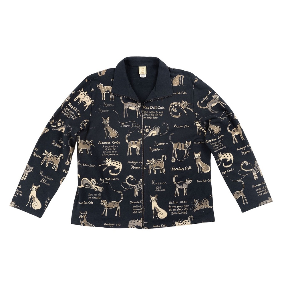 Jess & Jane Jacket for Cat Lovers, Zip Front